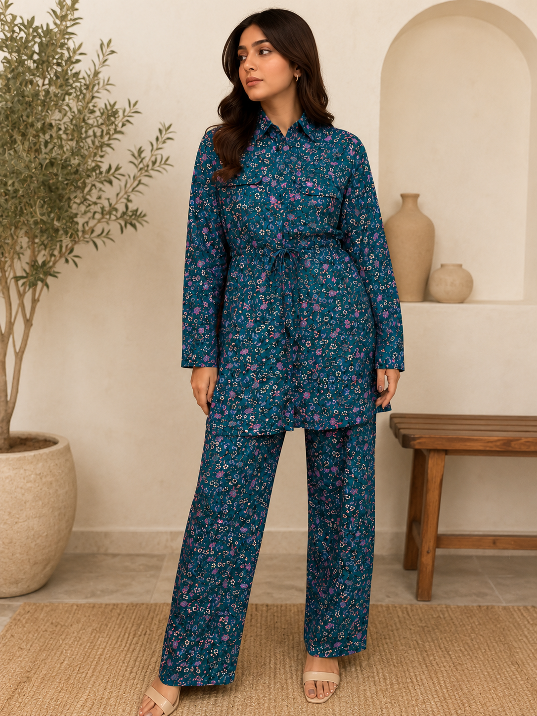 Teal Blossom Co-Ord Set
