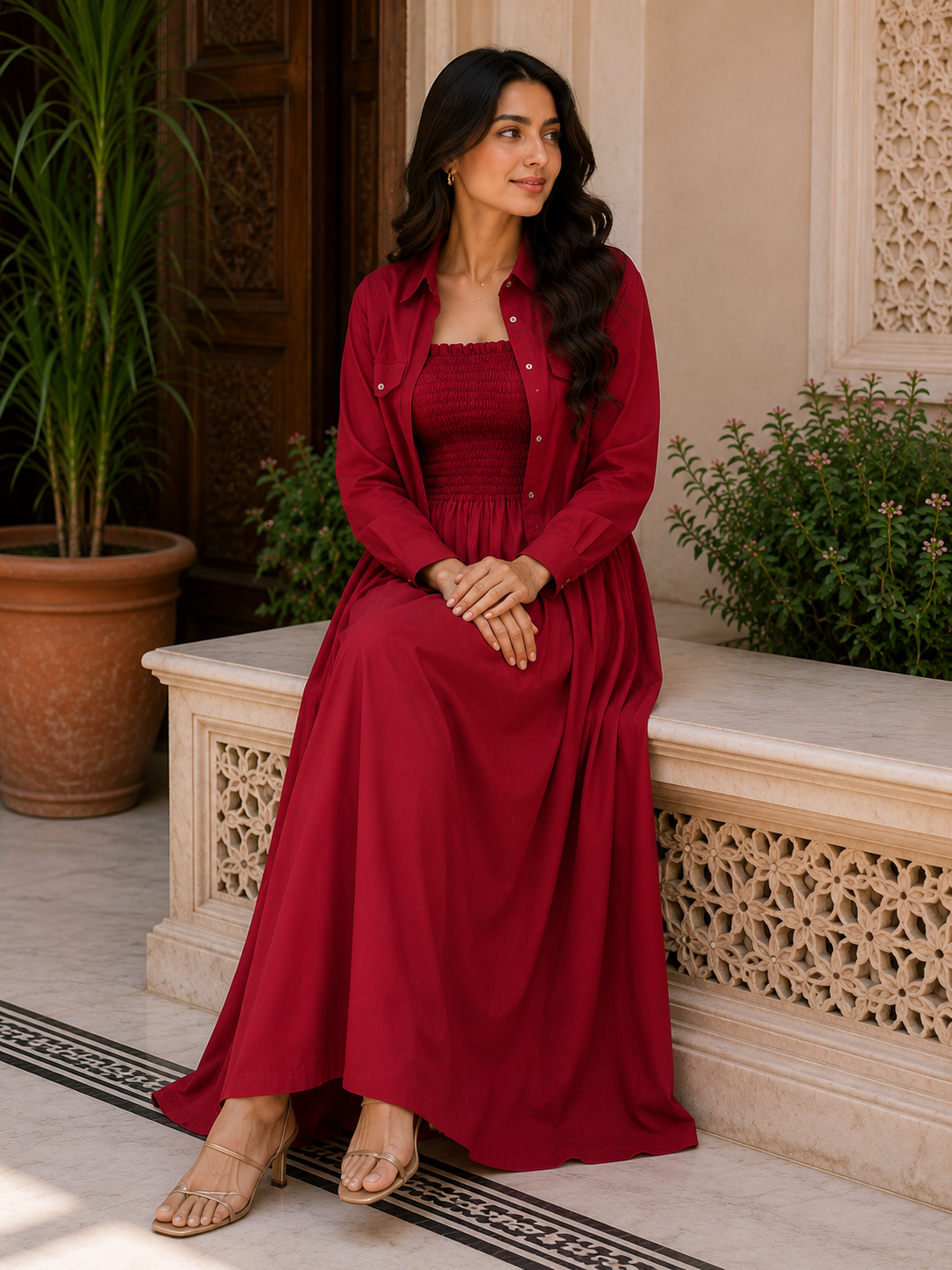 2 Pcs Jacket Button Maxi Crimson Ruby