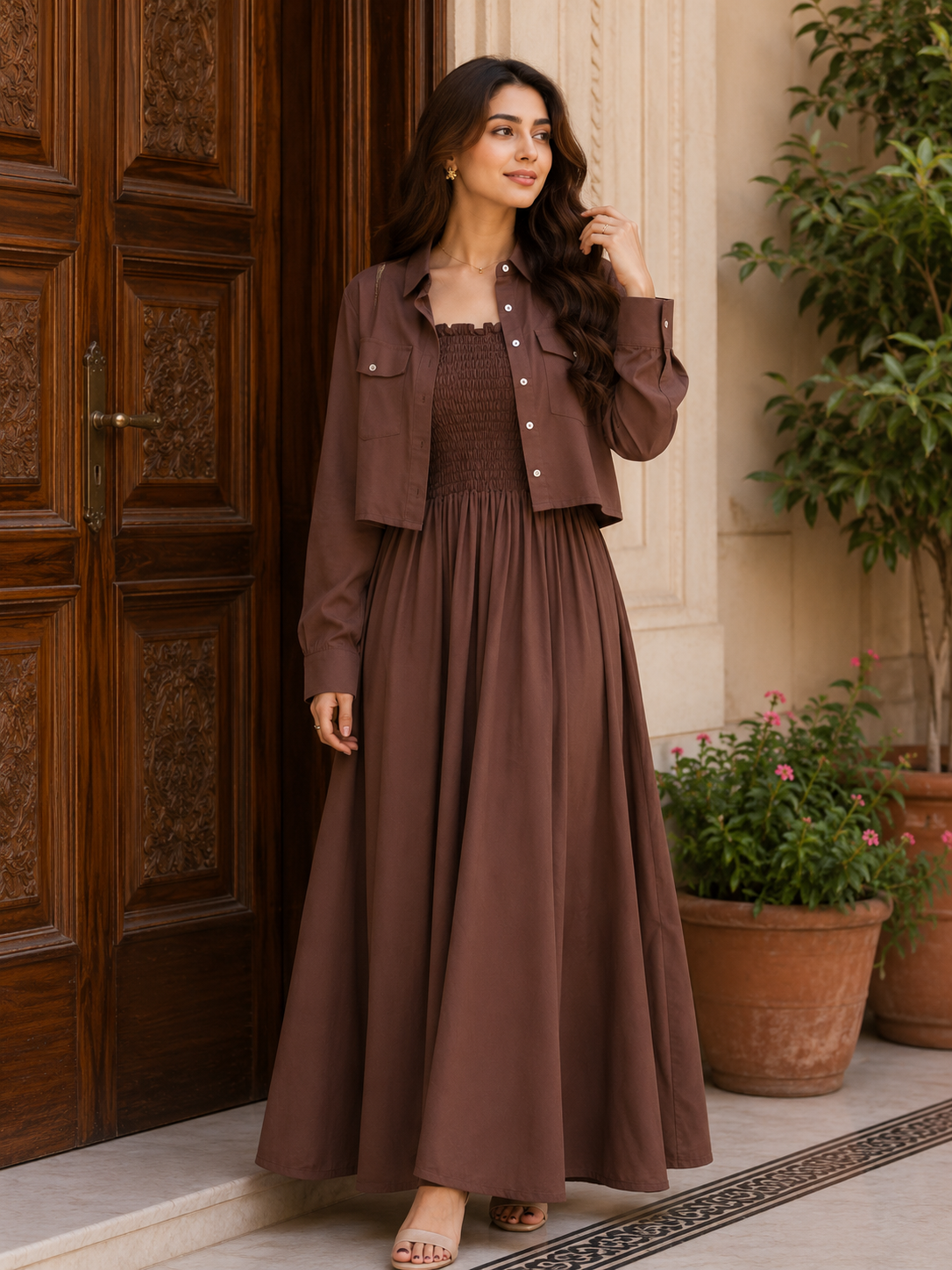 2 Pcs Jacket Button Maxi Espresso Brown