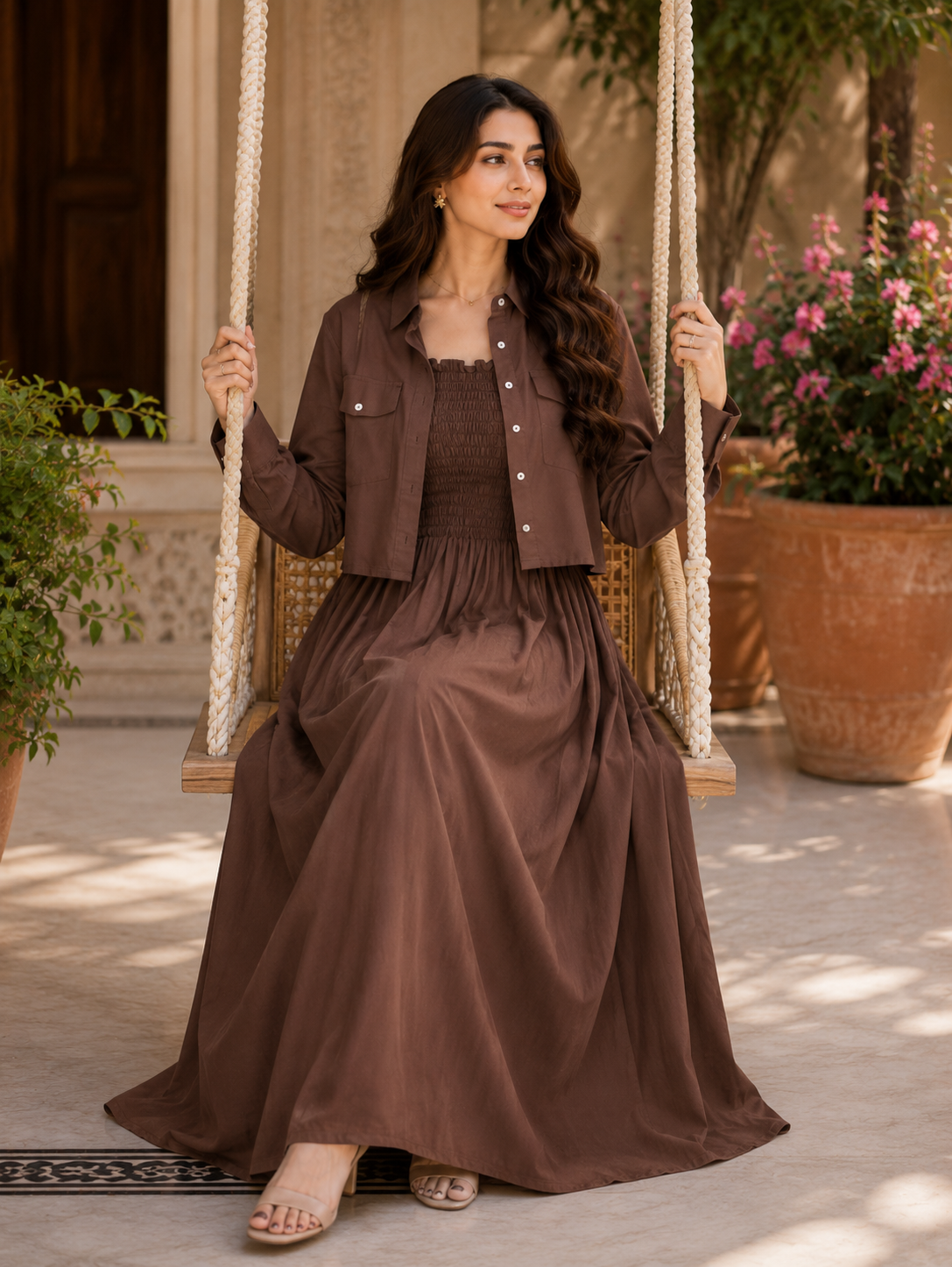 2 Pcs Jacket Button Maxi Espresso Brown