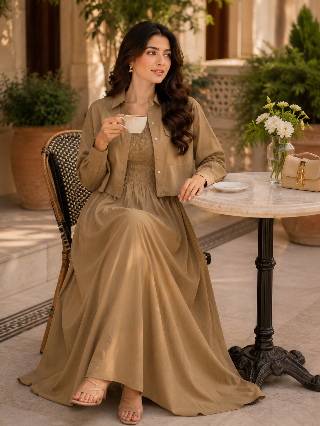 2 Pcs Jacket Button Maxi Desert Gold