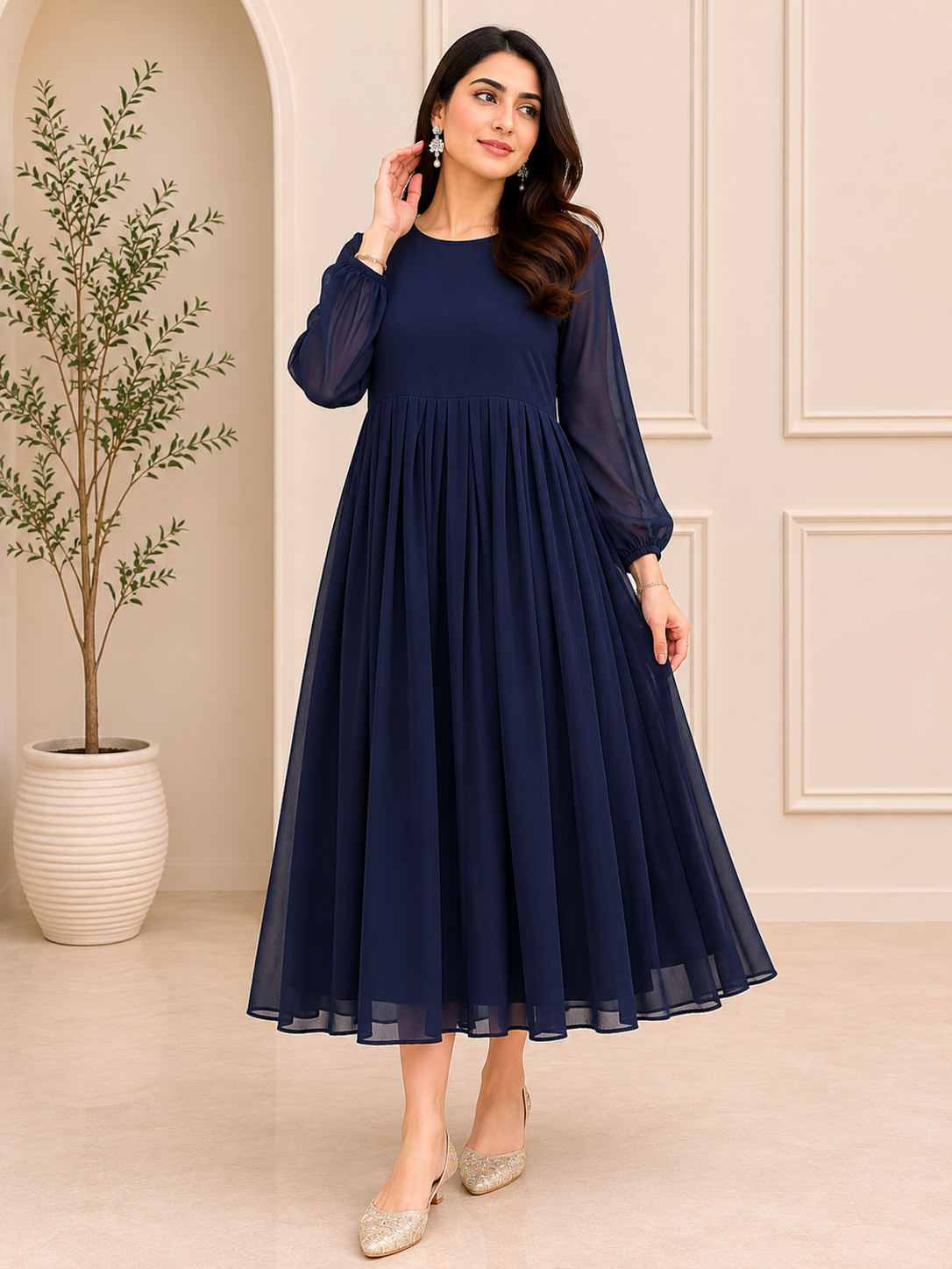 Mid-Short Deep Navy Blue