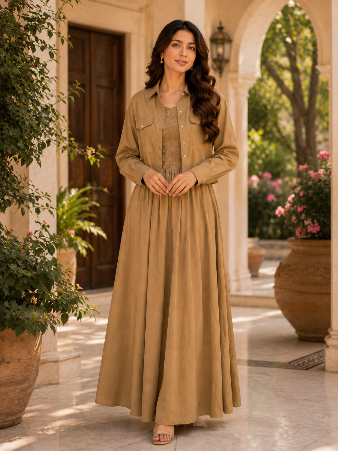2 Pcs Jacket Button Maxi Desert Gold