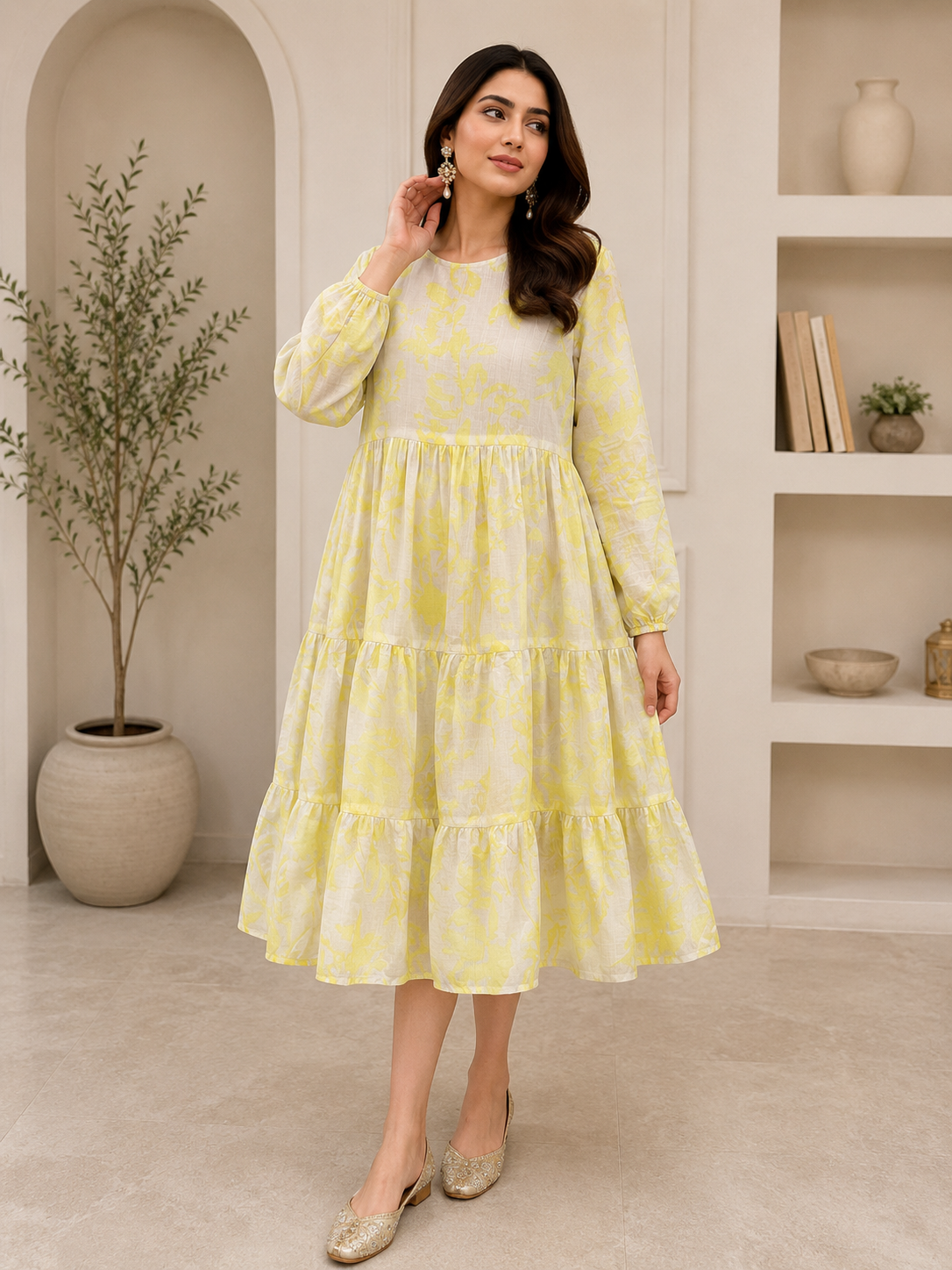 3 Frill Mid-Short Soft Yellow
