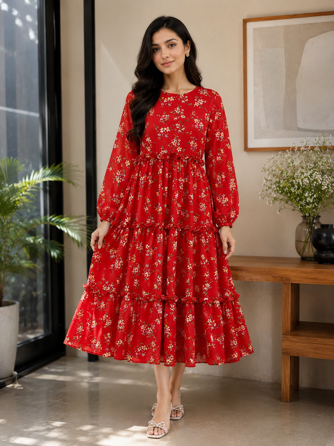 3 Frill Mid-Short Ruby Rose Maxi