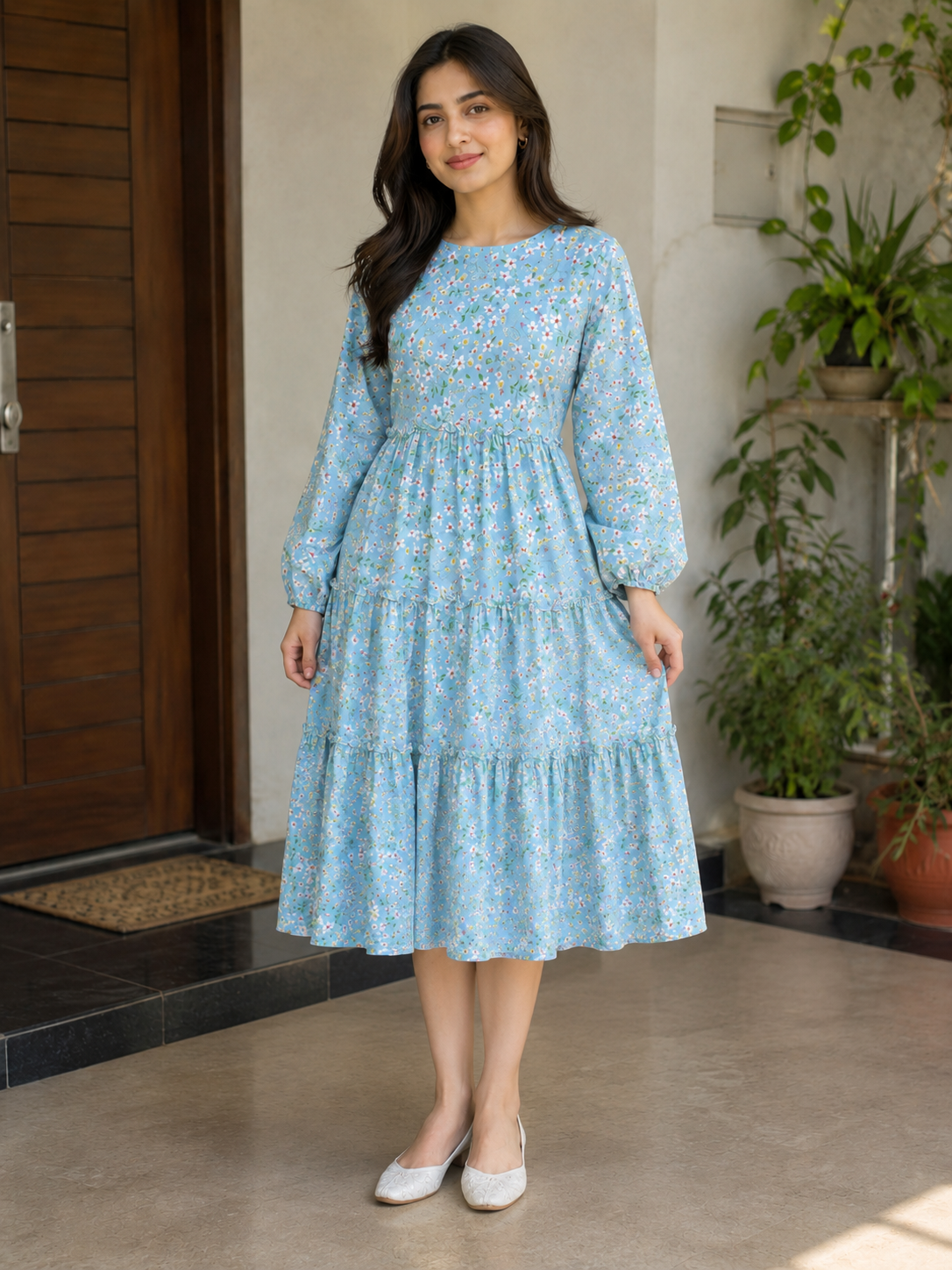 3 Frill Mid-Short Moonlight Sky Maxi