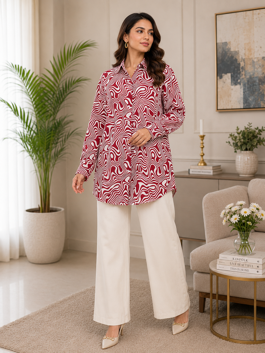 Maroon Ripple Top