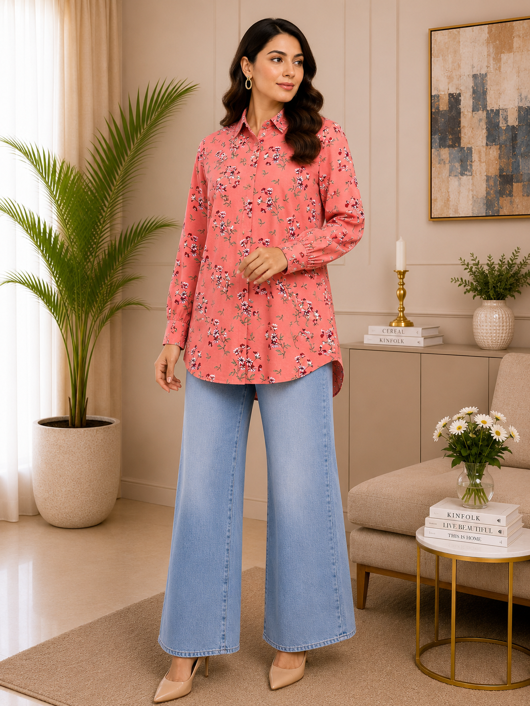 Peach Floral Elegance Top